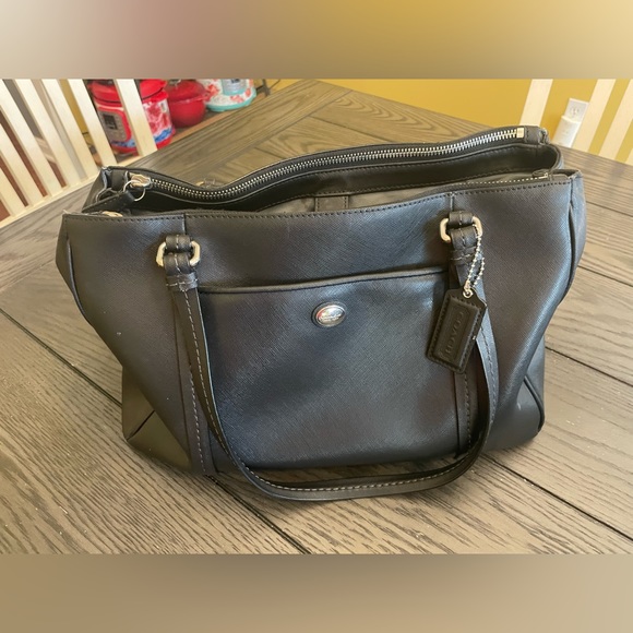 Coach Black Bag Grey Inside - Picture 1 of 14